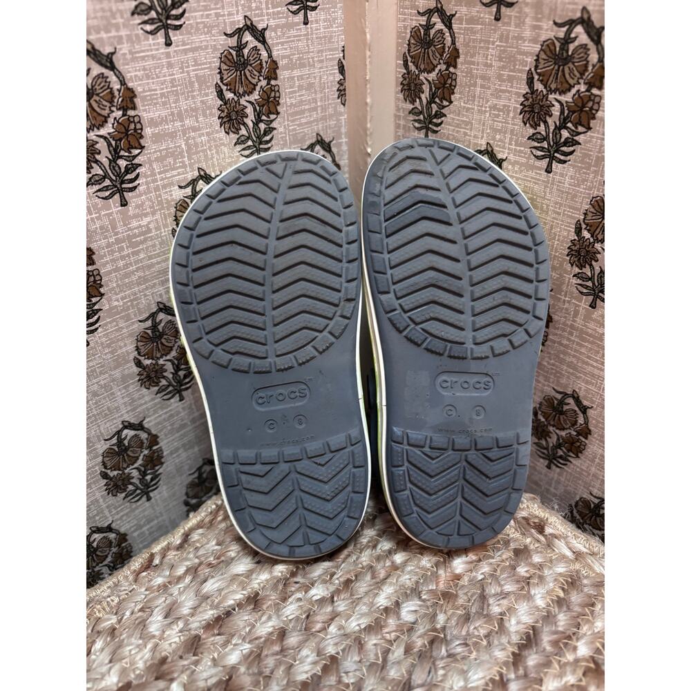 Crocs Kids Bayaband Clog Slate Grey Lime Punch Sporty Gorpcore Slip On Shoes sz8 - Picture 5 of 5